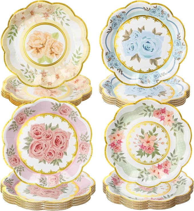 72 Pcs 6 Inch Floral Paper Plates by Maxcheck