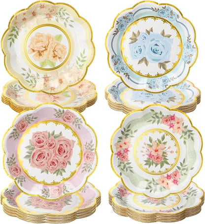 72 Pcs 6 Inch Floral Paper Plates by Maxcheck