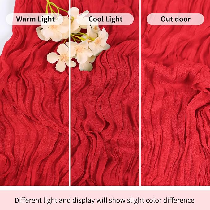 6 Pack Red Cheesecloth Table Runner 17x108 Inch Semi Sheer Boho Gauze Cheese - Image 7
