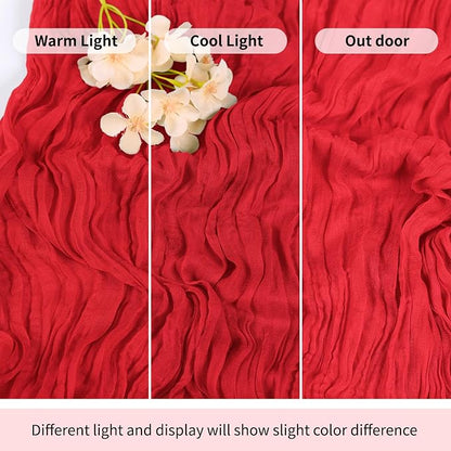 6 Pack Red Cheesecloth Table Runner 17x108 Inch Semi Sheer Boho Gauze Cheese - Image 7