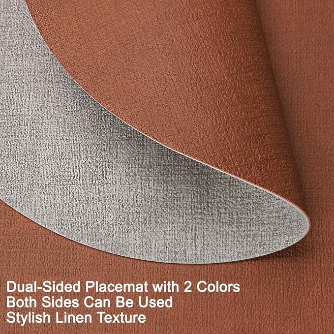 Faux Leather Placemats Set of 4, Dual Sided - Image 2