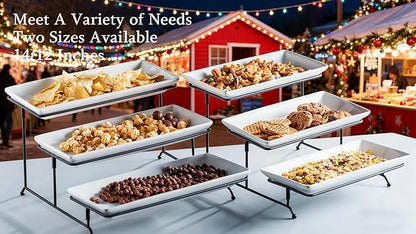 Gomakren 3 Tier Serving Trays Stand Porcelain Serving Platters 12 Inch White Serving Plates Dinner Platters for Appetizer Snack Fruit Cup Cake Tray Display Christmas Serving Dishes for Entertaining