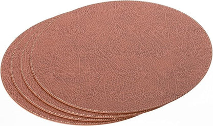 Nikalaz Round Placemats Set (Pack of 4) Recycled Leather Table Mats 15 inches, Kitchen Dining Table Decor by Nikalaz (Dirty Brown)