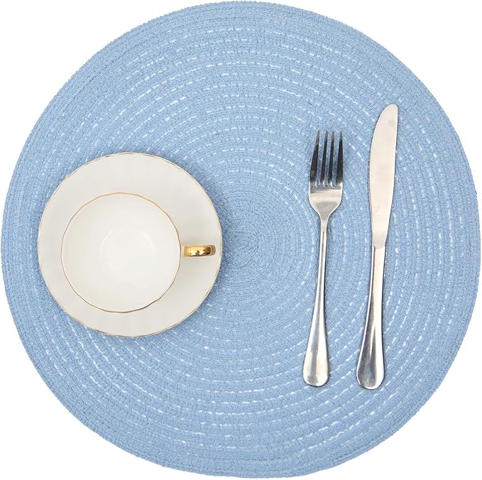 SHACOS Round Braided Placemats Set of 6 Round Table Mats - Image 2