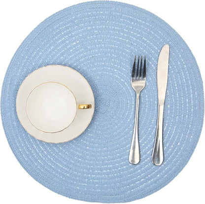 SHACOS Round Braided Placemats Set of 6 Round Table Mats - Image 2