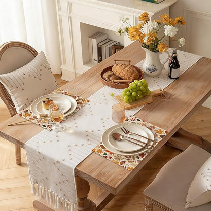 Fall Plastic Placemats, Halloween Thanksgiving Vinyl Placemats 12x18 Inch Waterproof Non-Slip Washable Table Mats for Kitchen Dining Party Table Decor,Set of 6