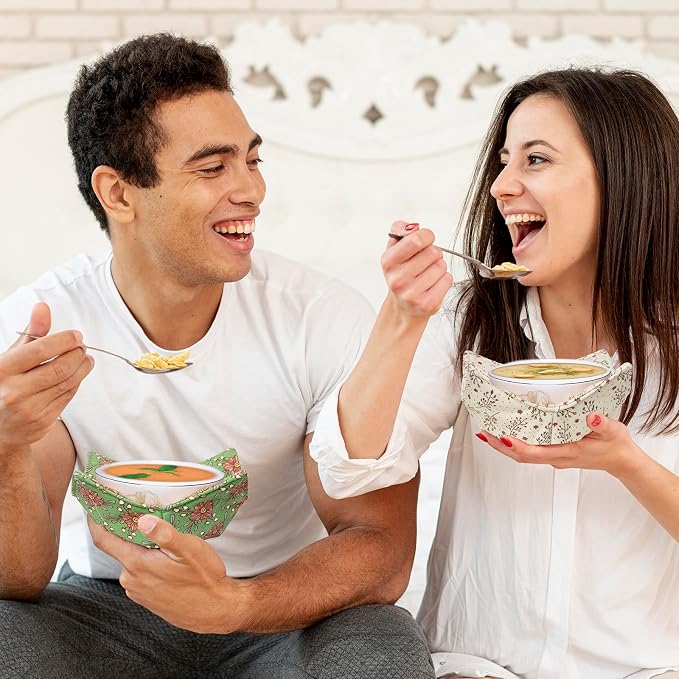 Cotton Microwavable Bowl Cozy, Microwave-Safe Hot Bowl Holders, Soup bowl Cozy - Image 4