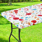 Smiry Rectangle Table Cloth Cover, Waterproof Elastic Fitted Picnic Tablecloth for 4 Foot Tables, Wipeable Flannel Backed Vinyl Tablecloths for Camping, Dining, Outdoor (Off White, 30" x 48")