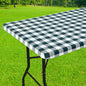 Smiry Rectangle Picnic Table Cloth, Elastic Waterproof Fitted Vinyl Tablecloths, Flannel Backed Buffalo Plaid Table Covers for Dining, Camping, Outdoor (Hunter Green and White, 24" x 48")