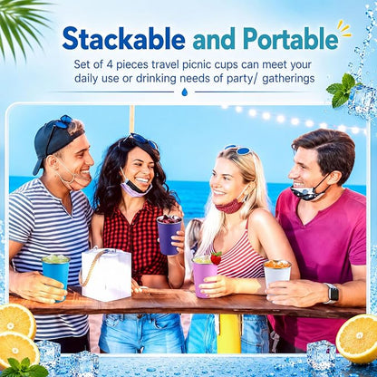 Mimorou 4 Pack 16 oz Stainless Steel Pint Cups Metal Cups Unbreakable Drinking - Image 6