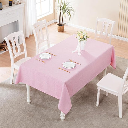 BALCONY & FALCON Rectangle Tablecloth Washable Wrinkle Resistant Water Proof Table Cloth Decorative Fabric Tablecloths for Valentines Day Dining Party Kitchen Wedding Outdoor Use (Light Pink, 57x118)