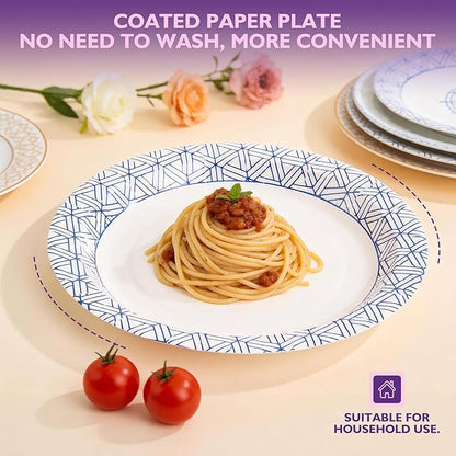 Disposable Paper Plates 8.5 Inch 300 Count | Soak Proof and Cut Resistant Heavy - Image 2