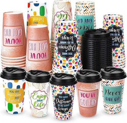 50 Pack 16 oz Disposable Coffee Cups by Ovveroche