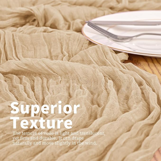 8 Pack Beige Table Runner 17 x 108inch Cheesecloth Table Runner Boho Gauze - Image 2