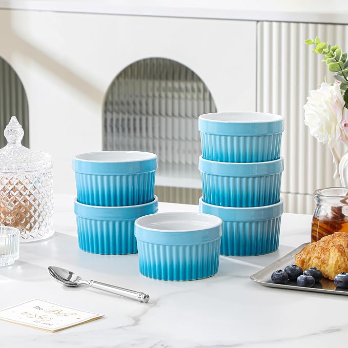MALACASA Ramekins 6 oz Oven Safe, Small Ceramic Souffle Dishes - Image 8