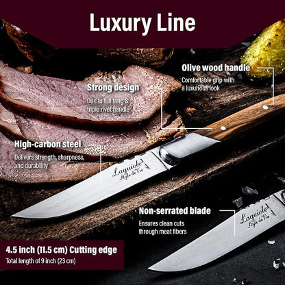 Laguiole Style De Vie Steak Knives, Luxury Line, 6 Pieces, Olive Wood, in - Image 3