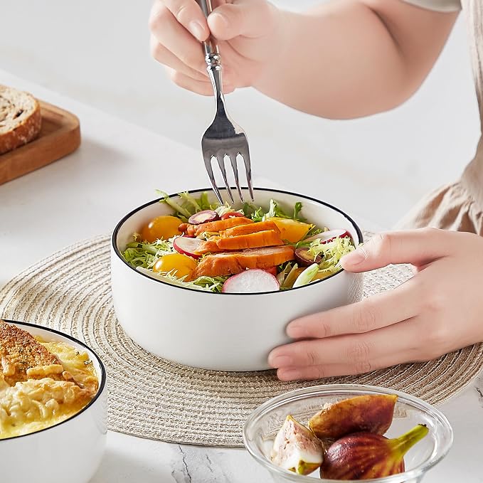 MALACASA 24 OZ Ceramic Bowls Set of 6, Soup Cereal Bowls, Dishwasher Safe - Image 9