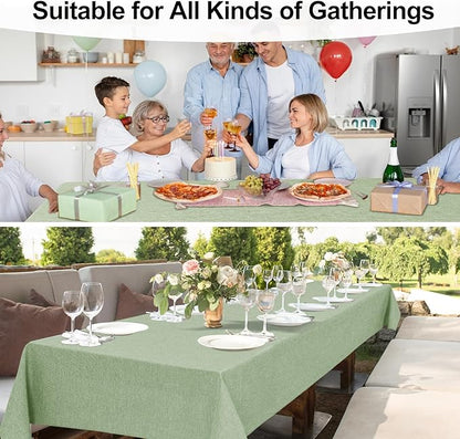 JIUZHEN Rectangle Table Cloth Faux Linen Farmhouse Tablecloth Soft Wrinkle and Stain Resistant Decorative Fabric Table Cover for Kitchen, Dining Room, Parties and Camping, Sage Green, 54 x 80 Inch