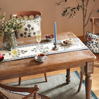 Patdrea Designer Elegant French Linen Table Runner, Floral Pattern - Image 8