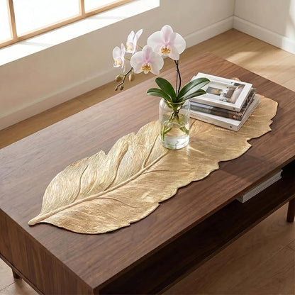 FAVE Gold Small Table Runner 36 Inch Dresser Vinyl Runner | Heat Resistant - Image 8