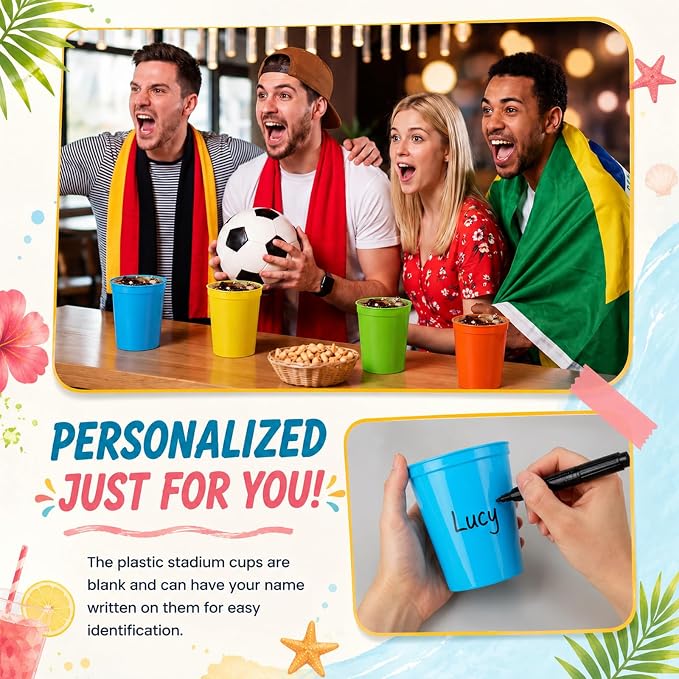 Yungyan 50 Pack 16 oz Stadium Cups Reusable Plastic Cups Blank Drink Stadium - Image 3