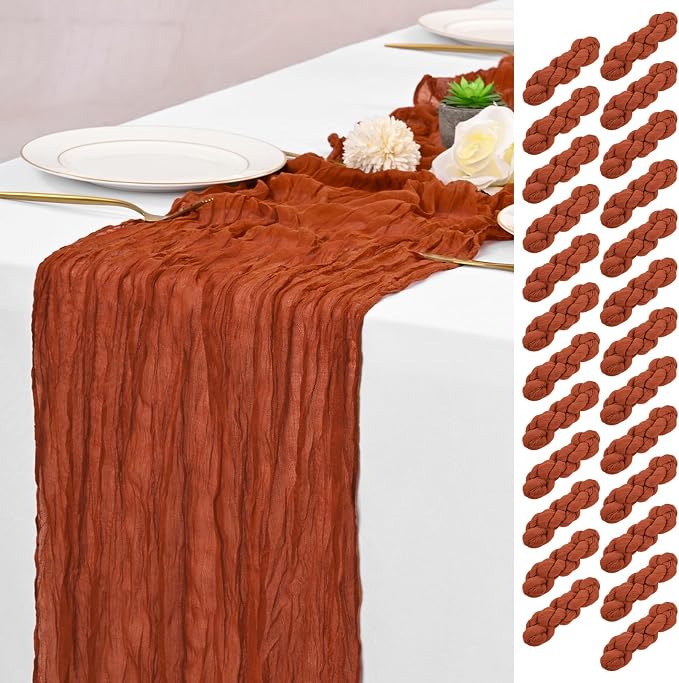 25 Pack Terracotta Fall Table Runner 17 x 108inch Cheesecloth Table Runner Boho by Lumaycens