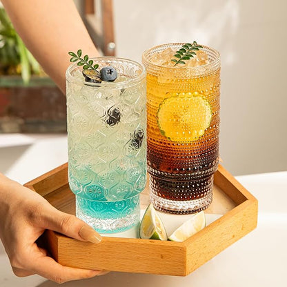 4 Pack Vintage Glassware Drinking Glasses Set, 16 oz Hobnail Glassware - Image 6