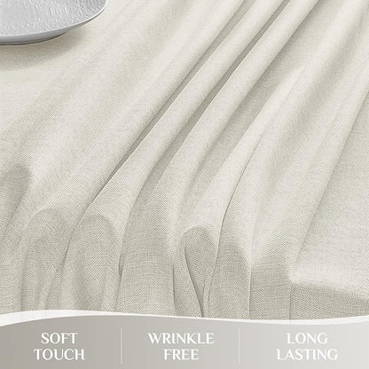 Softalker Cream Table Cloth Rectangular 52 x 70 Inch Linen Textured Outdoor Tablecloth Stain and Wrinkle Resistant Table Cover for Spring,Easter,Summer,Tea Party,Kitchen Boho Decor Small Tabletop