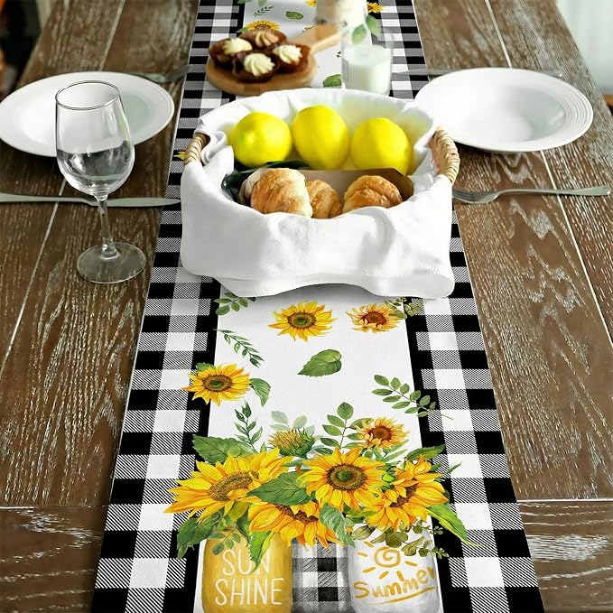 Sunflower Summer Table Runner 13x120 Inch, Kitchen Dining Table Decoration - Image 3