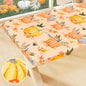 Smiry Plastic Thanksgiving Tablecloth, Pumpkin Wipeable Flannel Backed Vinyl Tablecloths for 8 Foot Tables, Waterproof Elastic Fitted Table Covers for Autumn Harvest, Parties (Orange, 30x96 Inches)