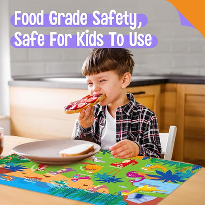 6 Pack Placemats for Kids, Non-Slip Washable Dining Mats, Reusable Jungle - Image 6