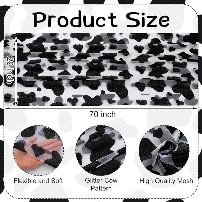 4 Pcs Cow Print Table Runners 29 x 70 inch Cow Print Glitter Lace Table Runner - Image 2