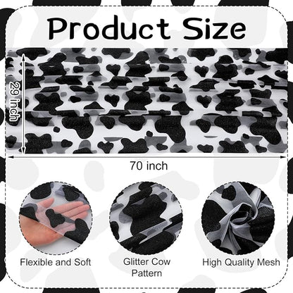 4 Pcs Cow Print Table Runners 29 x 70 inch Cow Print Glitter Lace Table Runner - Image 2