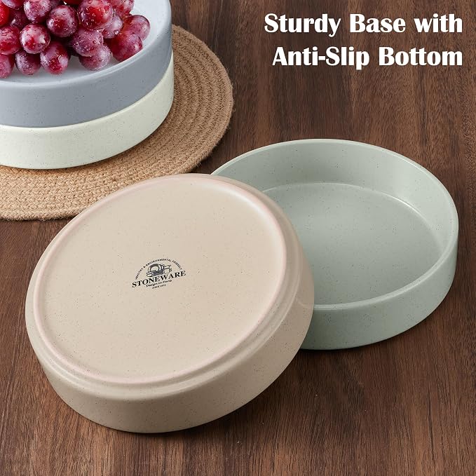 E-far Pasta Bowls Set of 4, 35oz Ceramic Large Salad Bowl Plates - Image 8