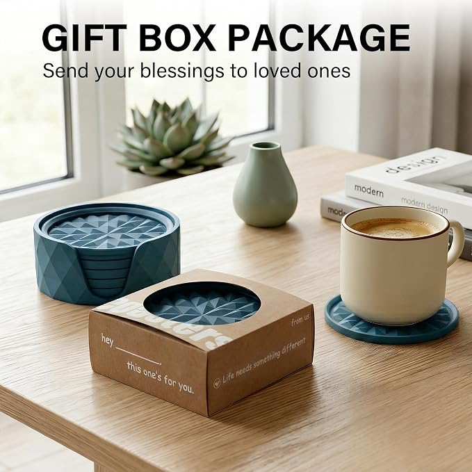 Silicone Drink Coasters Set of 6, Desk Cup Coaster | Prevents - Image 5