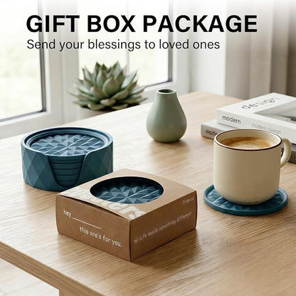 Silicone Drink Coasters Set of 6, Desk Cup Coaster | Prevents - Image 5