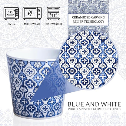 YQ&AMK 6.76oz Artisan Hand-Carved Jingdezhen Porcelain Tumbler – Blue & White - Image 2