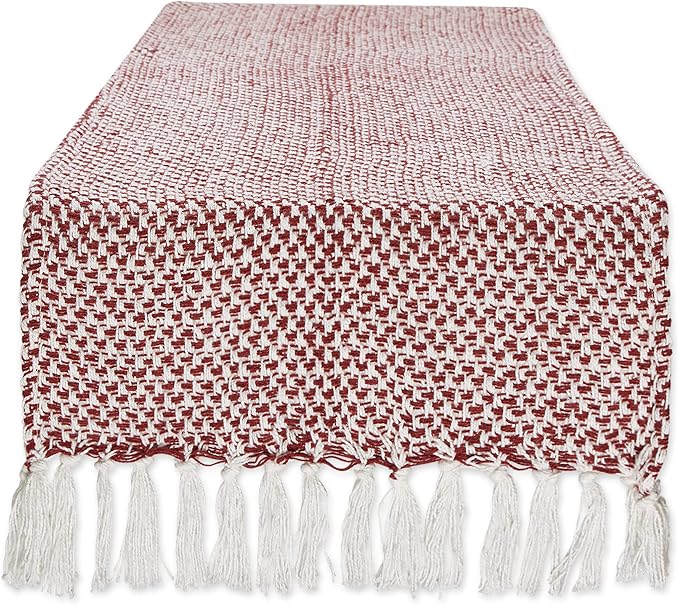 DII Woven Basics Collection 100% Cotton Knit Table Runner, Barn Red by DII
