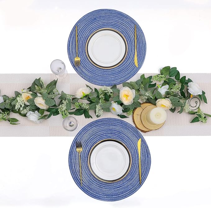 SHACOS Round Braided Placemats 15 inch Set of 4 Washable Cotton Polyester - Image 9