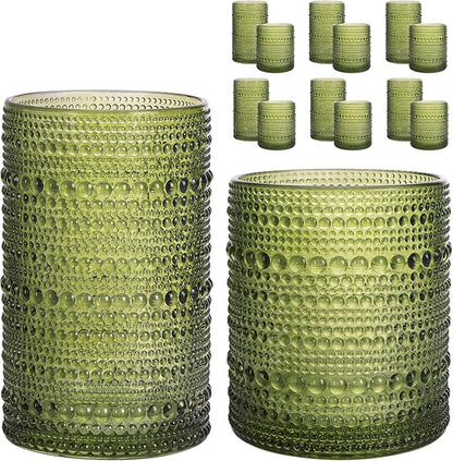 Moretoes Vintage Hobnail Drinking Glasses Set of 12, Whisky and Other Beverages by Moretoes