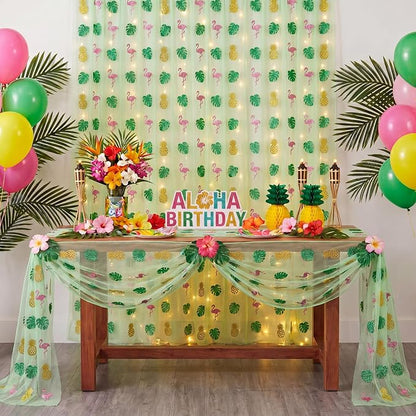 4 Pcs Flamingo Table Runners 29 x 70 Inch Tropical Table Runner Flamingo Palm - Image 5