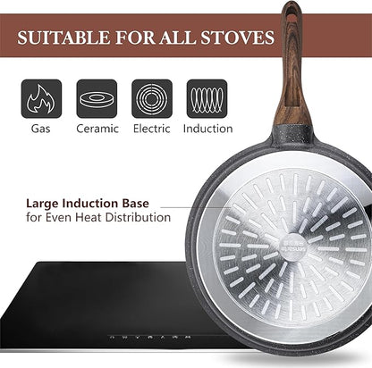SENSARTE Nonstick Cookware Set 13-Piece, Non Stick Pots and Pans Set with Swiss Granite Coating, Healthy Kitchen Cooking Set, Stay-Cool Handles, PFOA Free