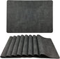 WAZAIGUR Waterproof Easy to Clean Non-Slip Heat Resistant Thick Faux Leather Placemats for Dining Table Set of 8,Grey