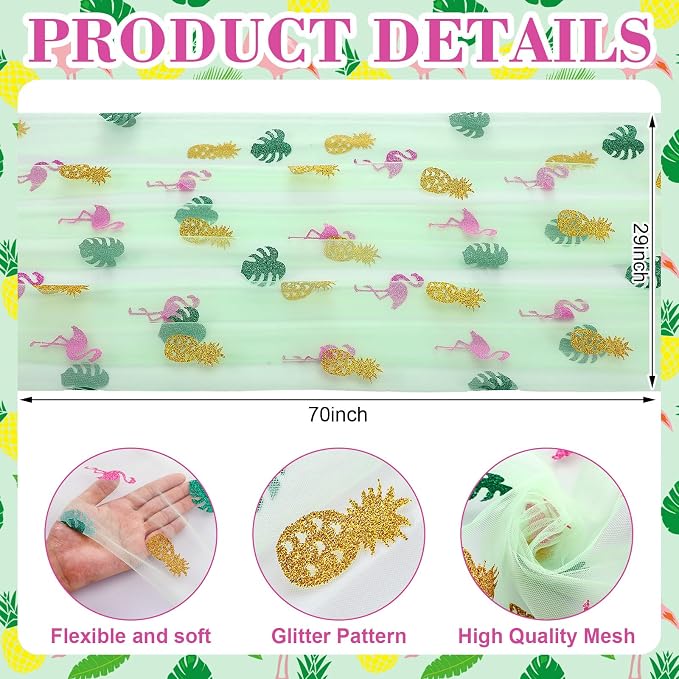 4 Pcs Flamingo Table Runners 29 x 70 Inch Tropical Table Runner Flamingo Palm - Image 2