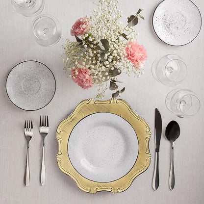 Gold Charger Plates Set of 6, Decorative Table Plastic Chargers for Dinner Plates, Party, Wedding, Thanksgiving, Christmas, 22G
