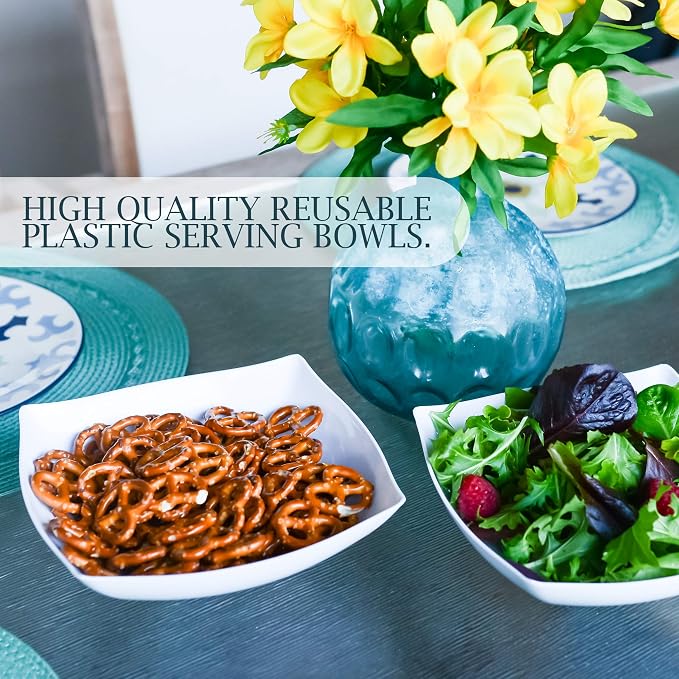 PLASTICPRO Disposable 32 ounce Square Serving Bowls, Party Snack or Salad Bowl - Image 6