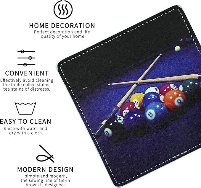 Marble Coasters Square Leather Drinks Coaster Set - Image 3