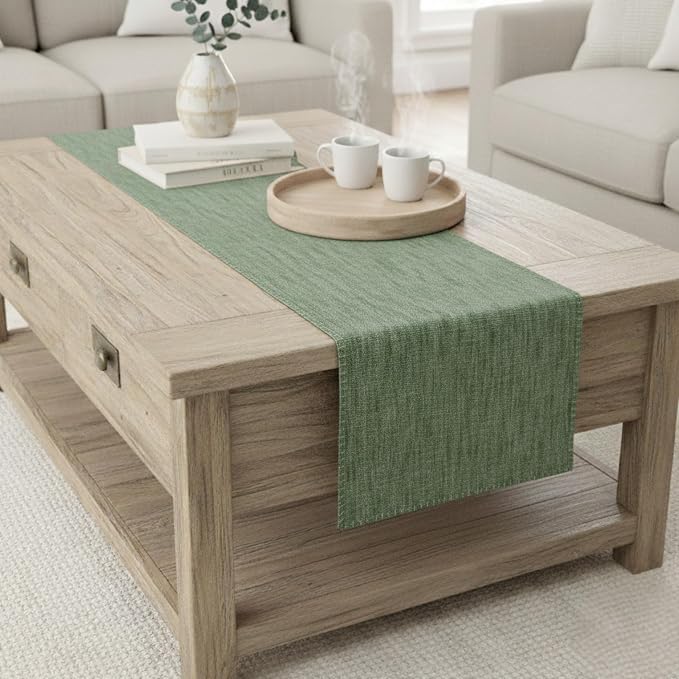 Cotton Table Runner 72 inches Long Decorative Stitched Edge Kitchen Table - Image 3