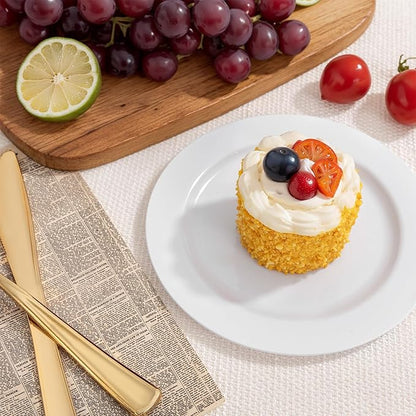 bUCLA 200PCS White Plastic Plates - 6.25inch Disposable Salad/Dessert/Appetizer/Small Cake Plates for Wedding & Party