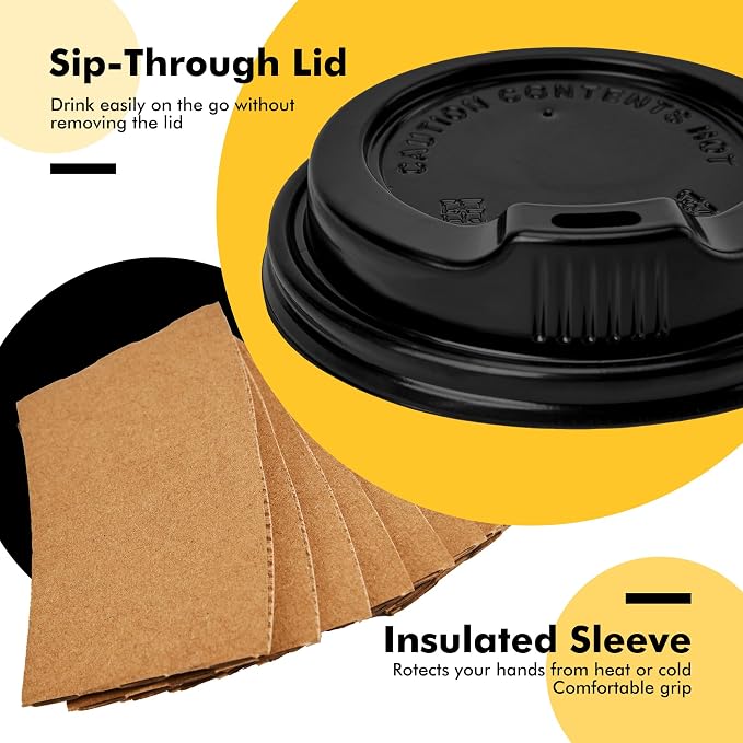 RACETOP 16 oz 50 Pack Black Disposable Coffee Cups - Image 4